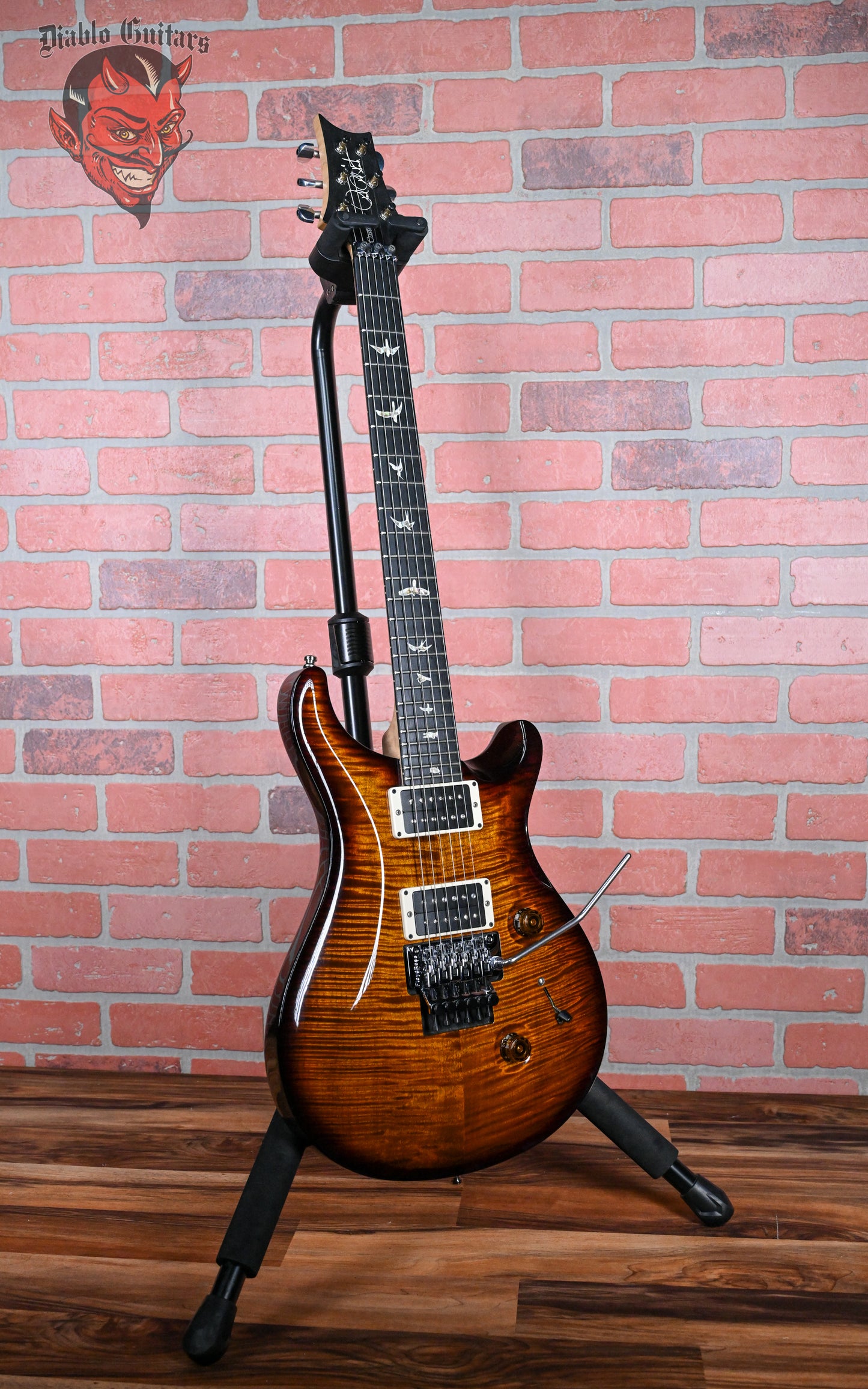 PRS Custom 24 Floyd Flame Maple 10-Top Black Gold Wrap Burst Flame Maple Neck 2014 w/OHSC