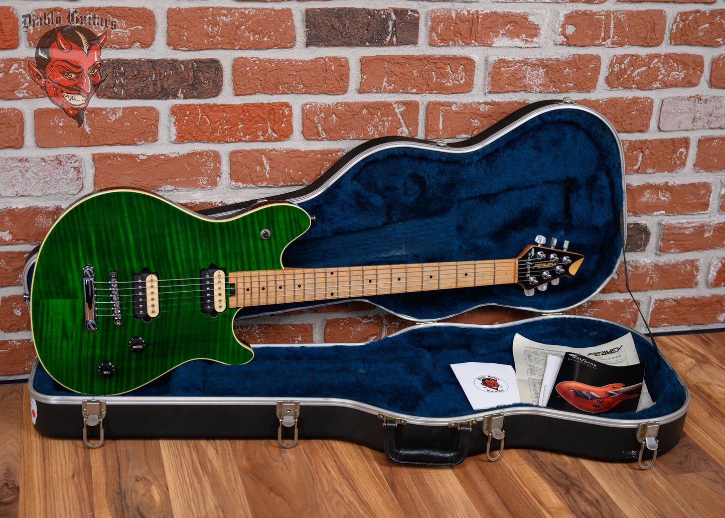 Peavey USA EVH Wolfgang Flame Maple Top Transparent Green 2000 w/OHSC