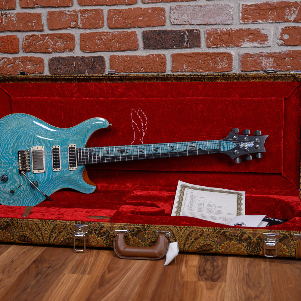 PRS Private Stock #9603 Studio White Ash Top in Sky Blue Wash with White Grain Fill 2022 w/OHSC
