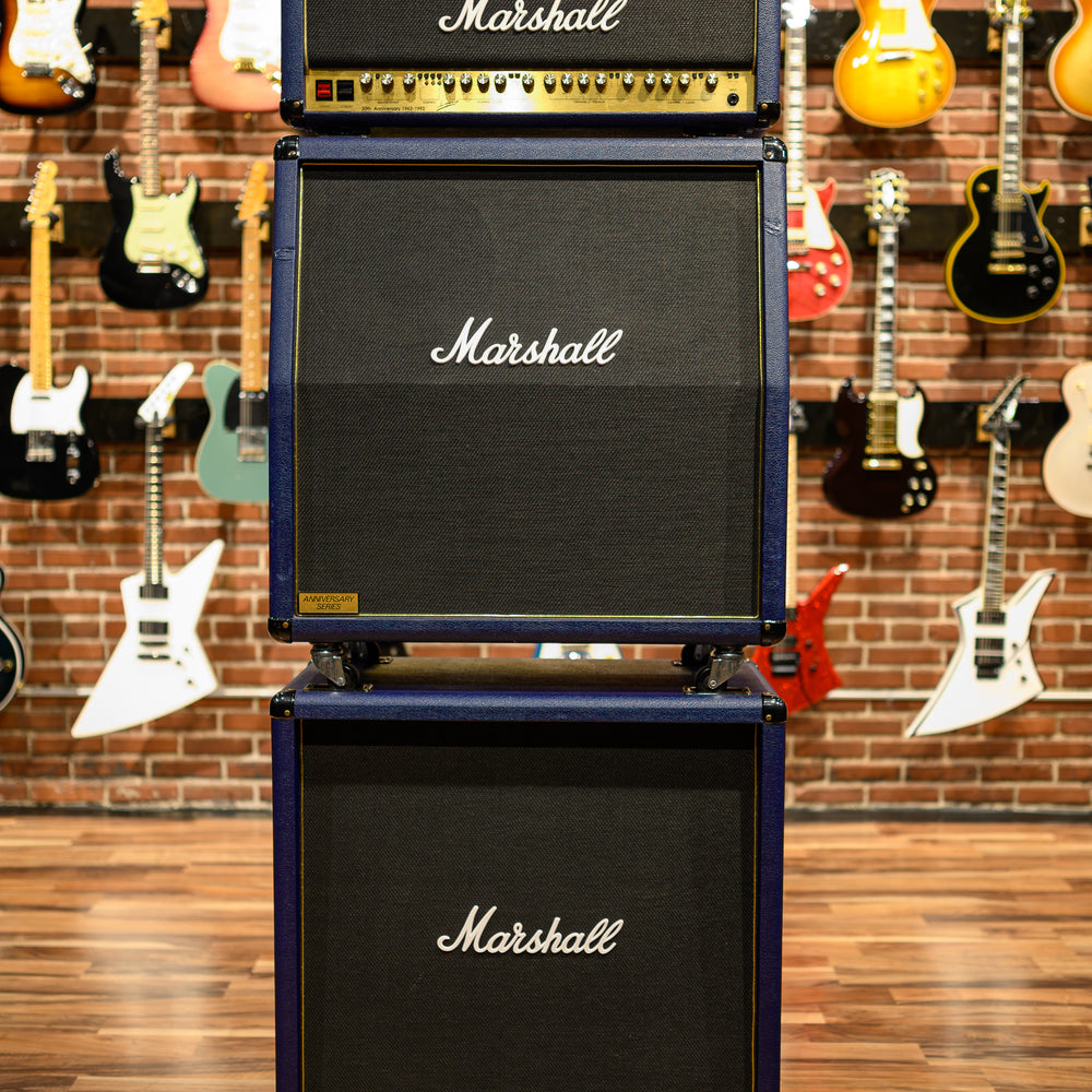 
                      
                        Marshall 6100 30th Anniversary Series 3-Channel 100-Watt Guitar Amp Head 1992 Blue w/ Matching 4x12 6960A & 6960B Cabs w/ Covers
                      
                    