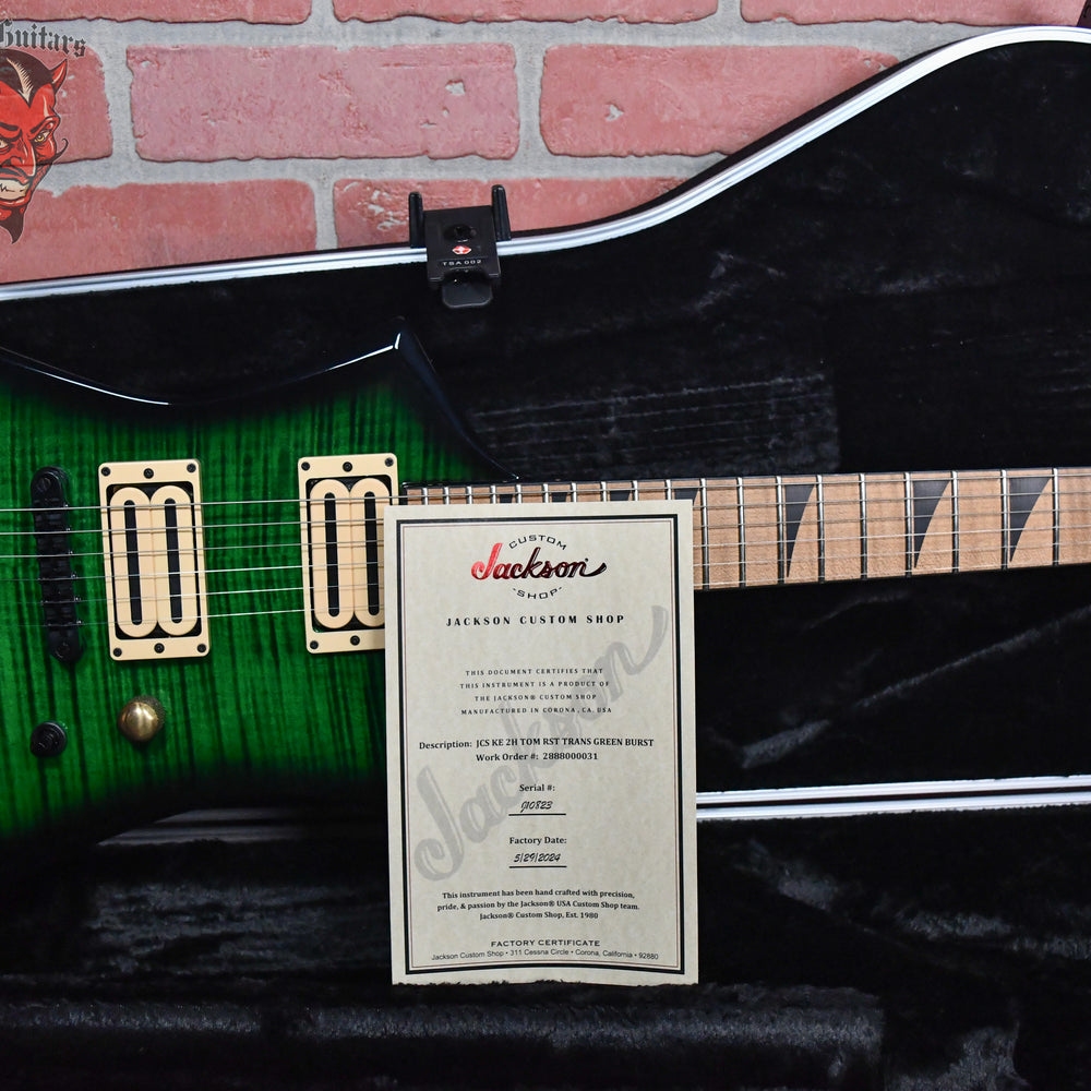 
                      
                        Jackson Usa Custom Shop KE-2H TOM RST Kelly Flame Maple Top Transparent Green Burst 2024 w/OHSC
                      
                    