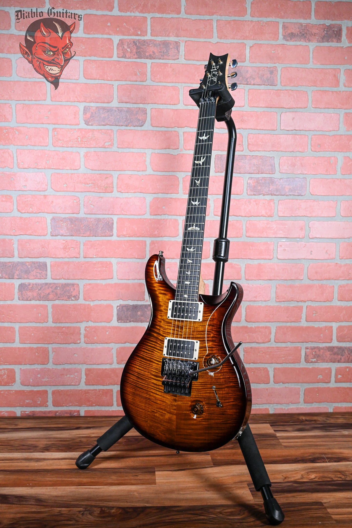 PRS Custom 24 Floyd Flame Maple 10-Top Black Gold Wrap Burst Flame Maple Neck 2014 w/OHSC