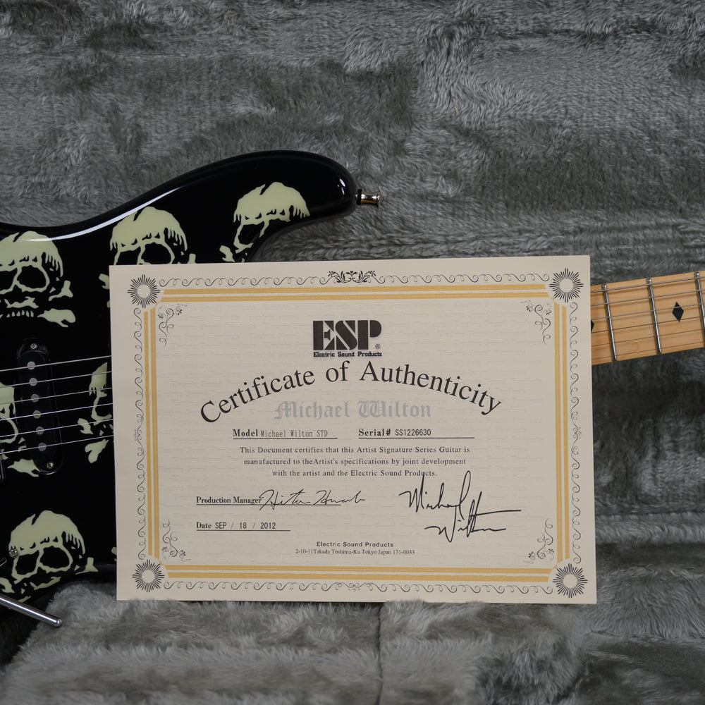 
                      
                        ESP Signature Series Michael Wilton Standard Black with Glow in the Dark Skulls Graphic 2012 w/OHSC
                      
                    