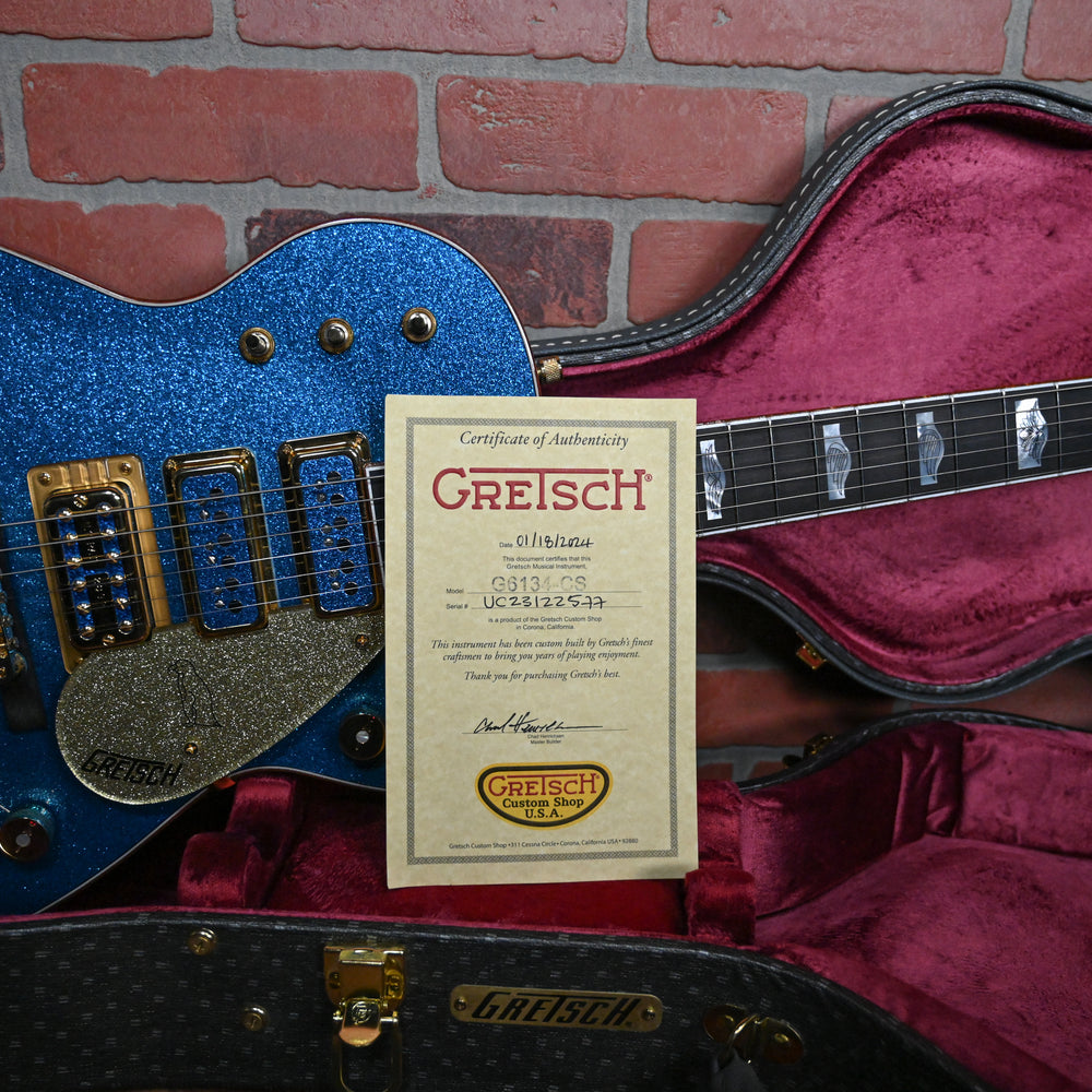 
                      
                        Gretsch USA Custom Shop G6134-CS ‘59 Penguin Master Built by Chad Henrichsen Blue Sparkle NOS 2024 w/OHSC
                      
                    