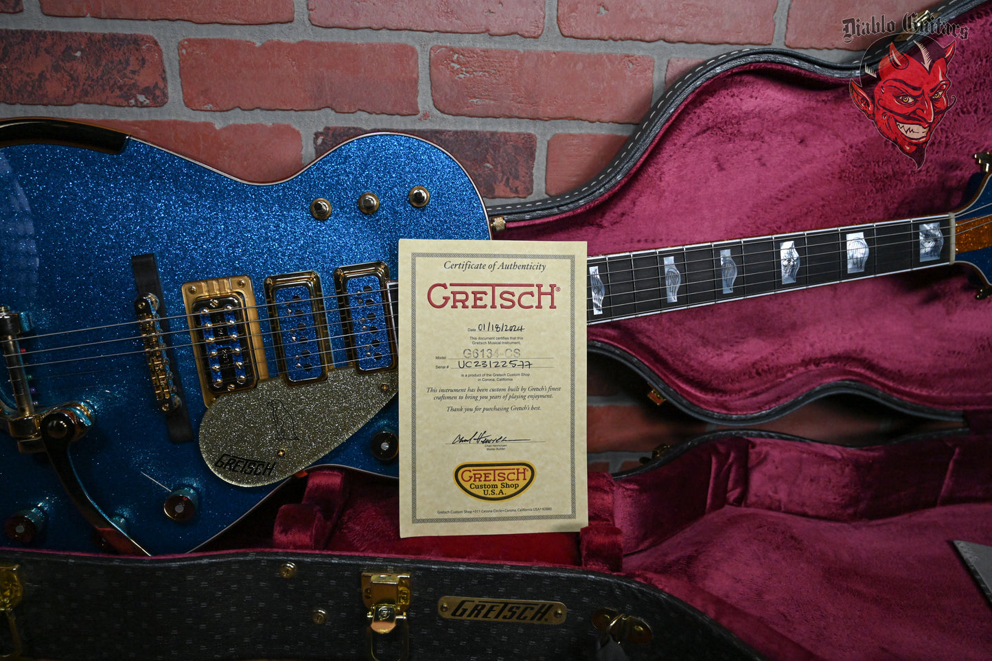 Gretsch USA Custom Shop G6134-CS ‘59 Penguin Master Built by Chad Henrichsen Blue Sparkle NOS 2024 w/OHSC