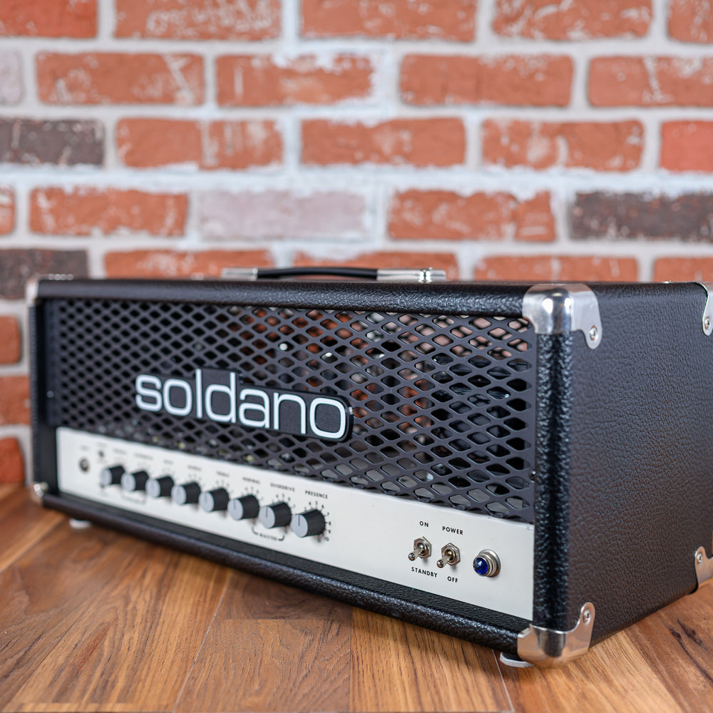 
                      
                        Soldano SLO-100 Guitar Head 1989 Black Tolex Seattle w/ DeYoung Transformers
                      
                    