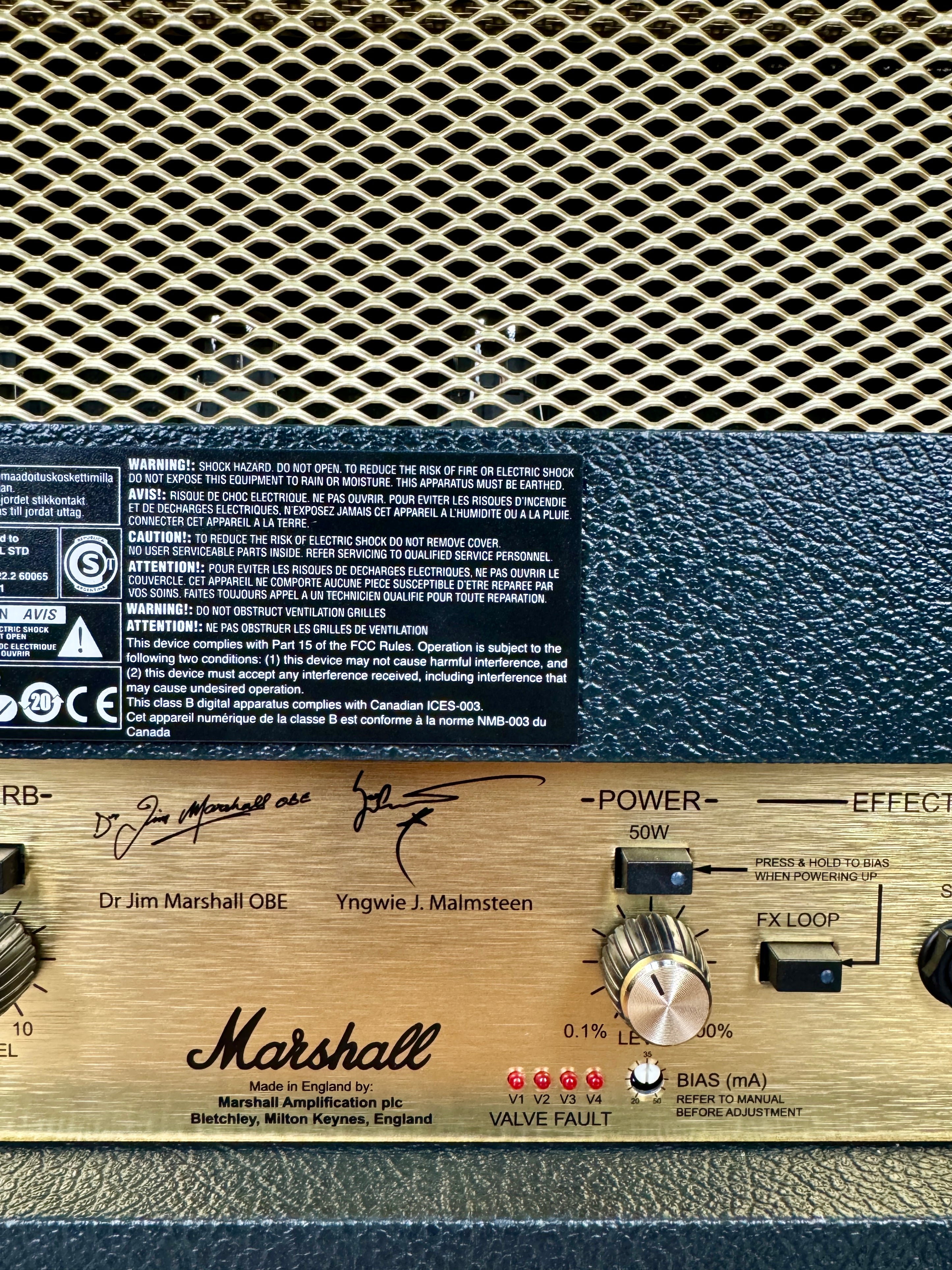 Marshall YJM100 Yngwie Malmsteen Signature 2-Channel 100-Watt Guitar Amp Head 2011 Black WIth Amp Cover, FootSwitch, Manual & Cable