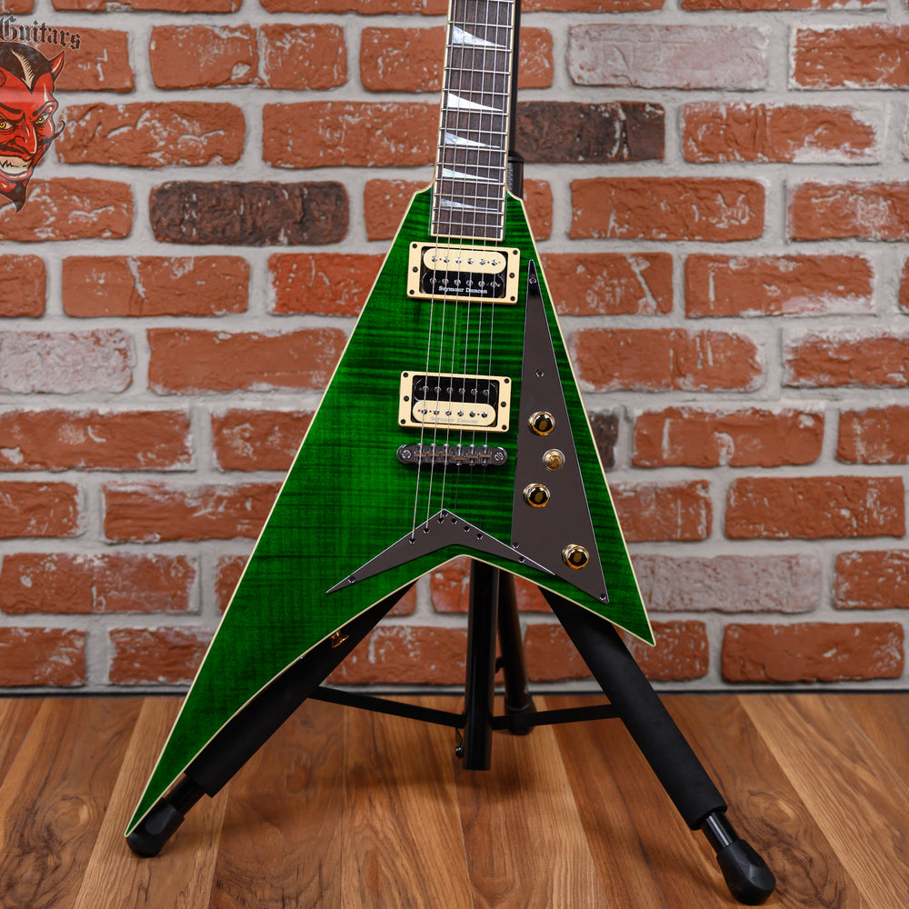 Jackson USA Custom Shop RR 2H TOM FMT MAH Slab Top Rhoads Flame Maple Top in Transparent Green 2024 w/OHSC