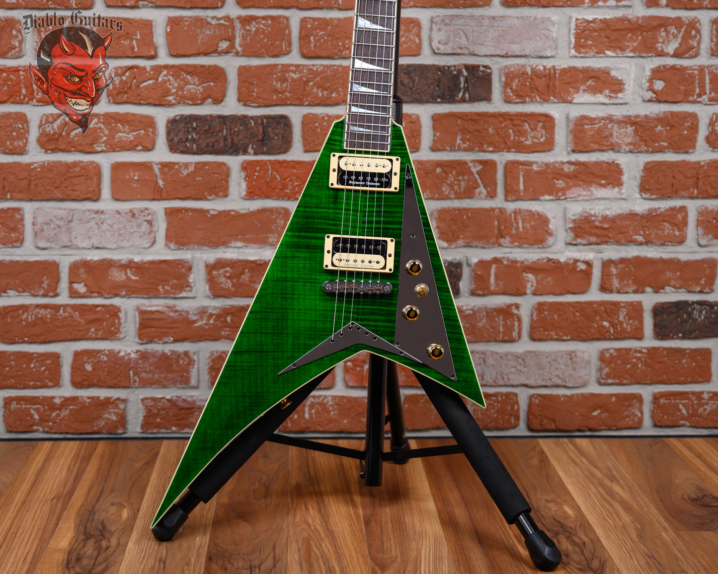 Jackson USA Custom Shop RR 2H TOM FMT MAH Slab Top Rhoads Flame Maple Top in Transparent Green 2024 w/OHSC
