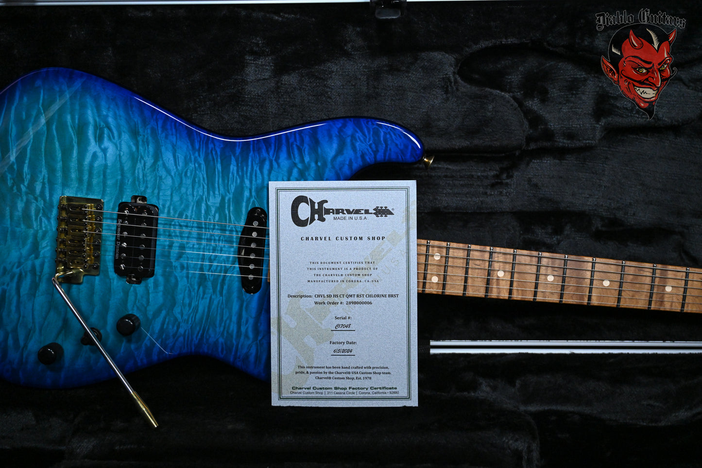 Charvel USA Custom Shop Special Edition San Dimas HS CT QMT Roasted Quilt Maple Top Chlorine Burst 2024 w/OHSC