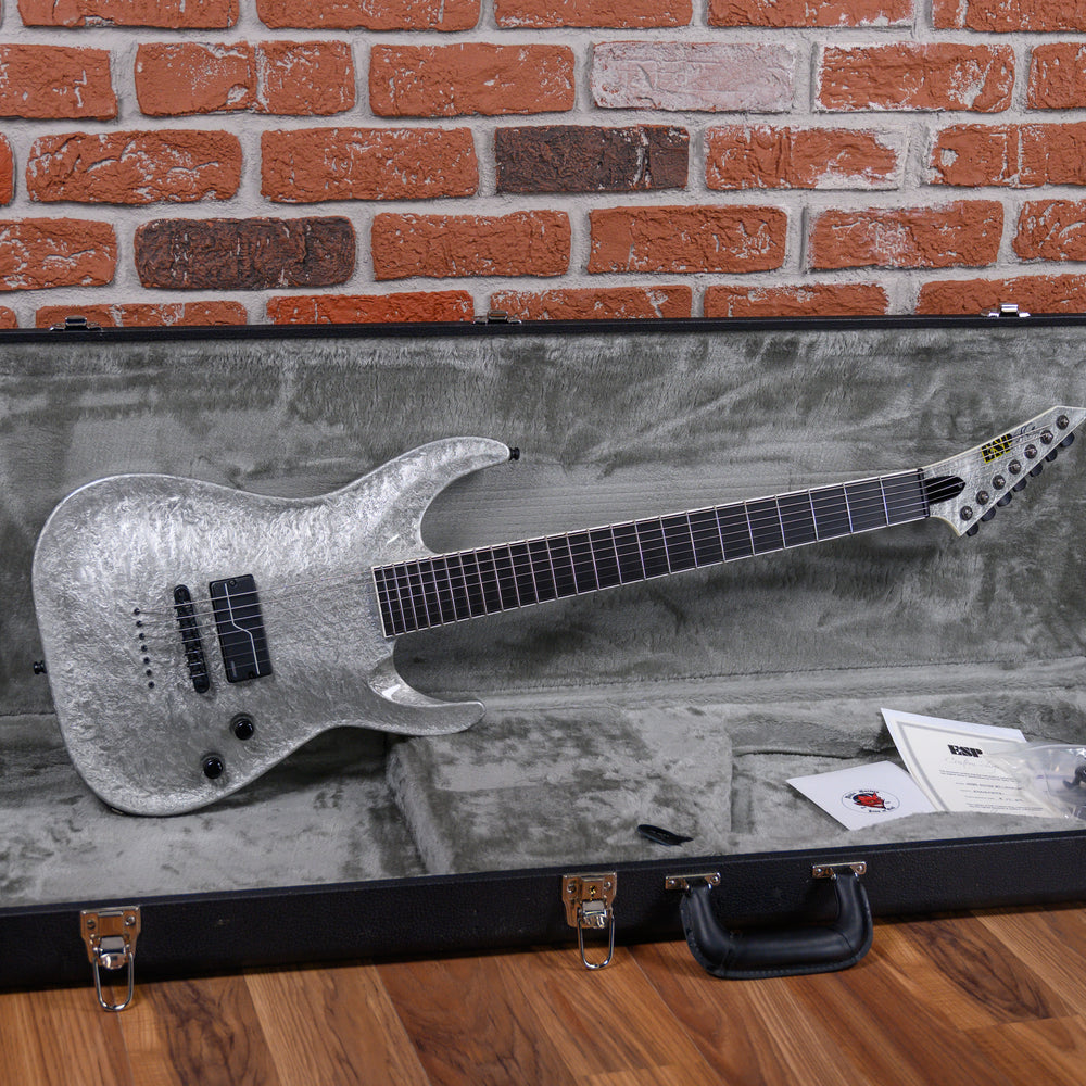 ESP Custom Shop Signature Series Stef Carpenter Signature E-Stef B7 1-Hum Liquid Metal Silver 2024 w/OHSC