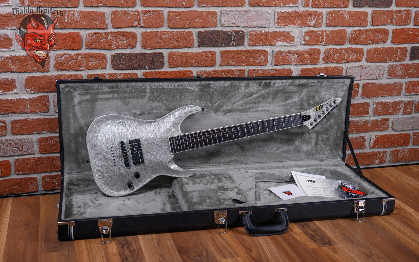 ESP Custom Shop Signature Series Stef Carpenter Signature E-Stef B7 1-Hum Liquid Metal Silver 2024 w/OHSC