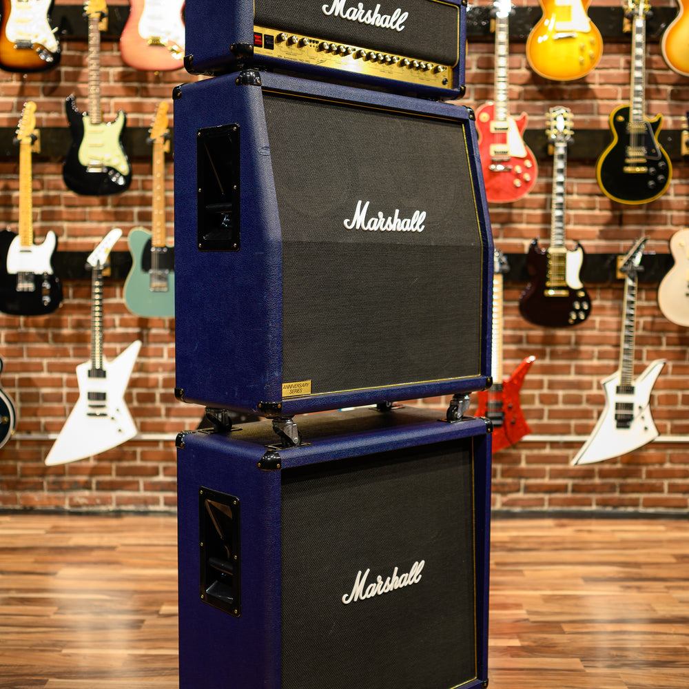 
                      
                        Marshall 6100 30th Anniversary Series 3-Channel 100-Watt Guitar Amp Head 1992 Blue w/ Matching 4x12 6960A & 6960B Cabs w/ Covers
                      
                    