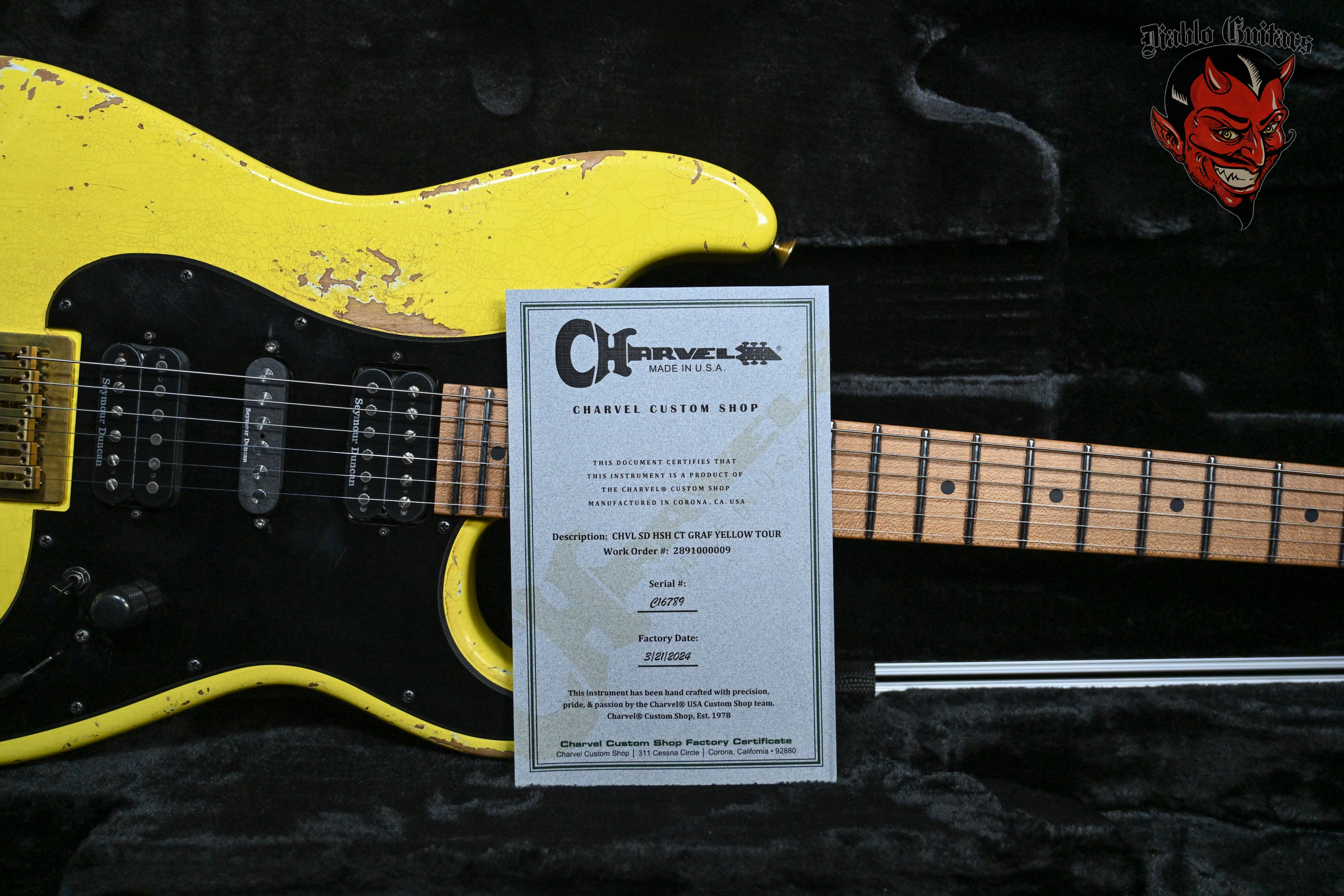 Charvel USA Custom Shop San Dimas HSH CT Relic Aged Nitro Graffiti Yellow Relic 2024 w/OHSC