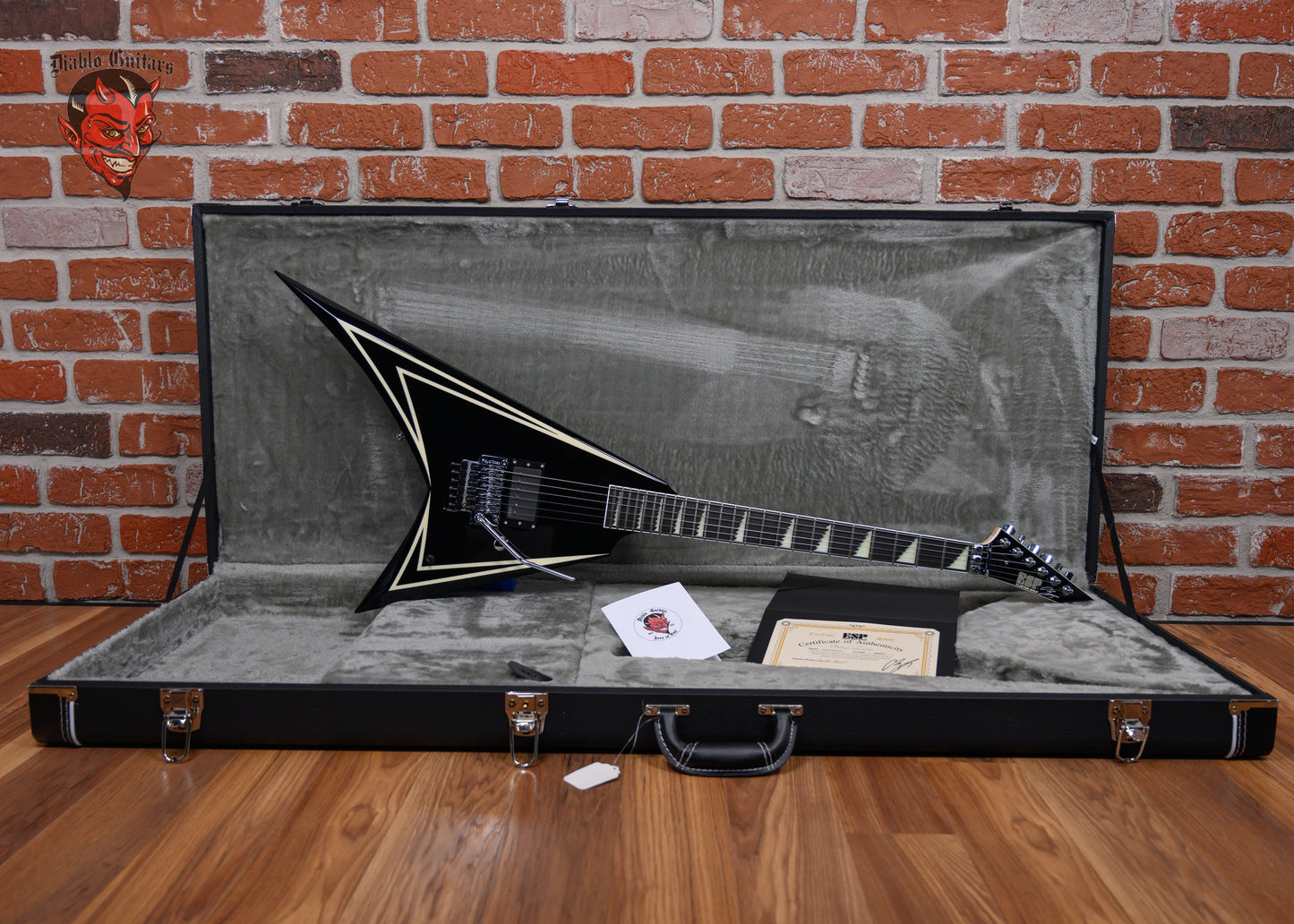 ESP Signature Series Alexi Laiho Sawtooth Black w/ Glow-In-The-Dark Pinstripes 2024 w/OHSC