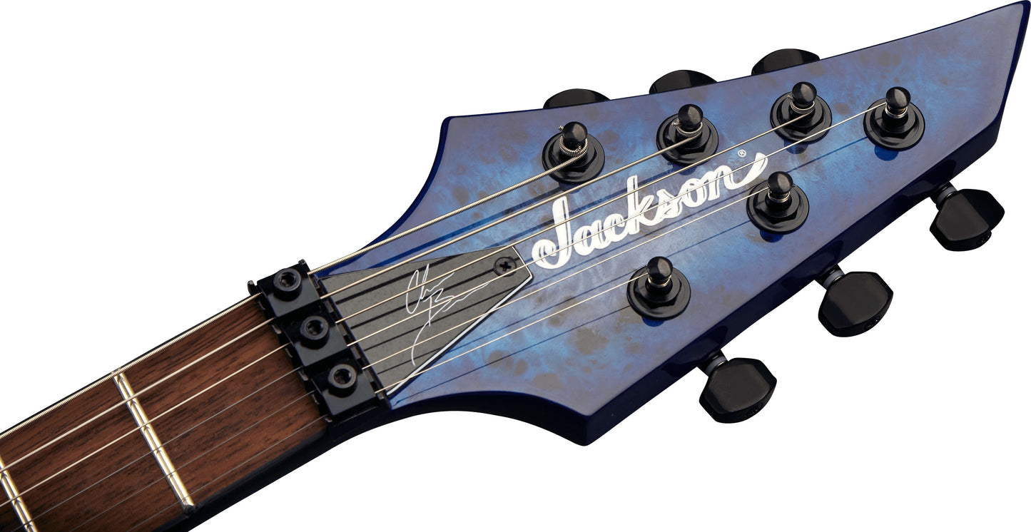 Jackson Pro Series Chris Broderick Signature Soloist 6 Burl Poplar Top Transparent Blue 2022 w/Free Gator Case (B-stock)