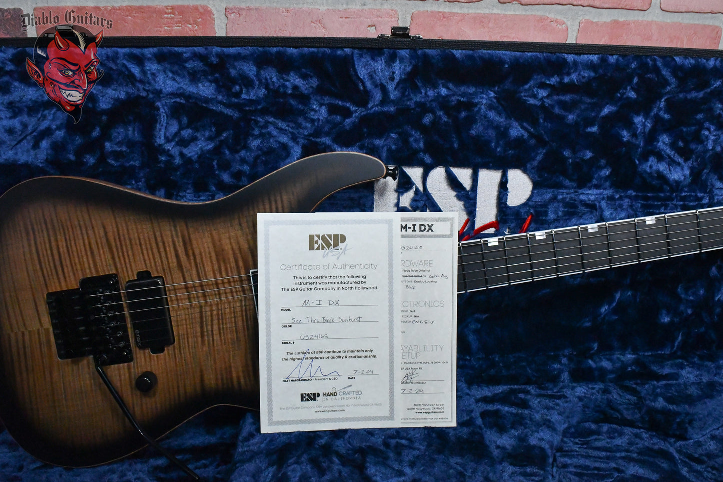 Esp USA Custom Shop M-I DX Flame Maple Top See Thru Black Burst 2024 w/OHSC