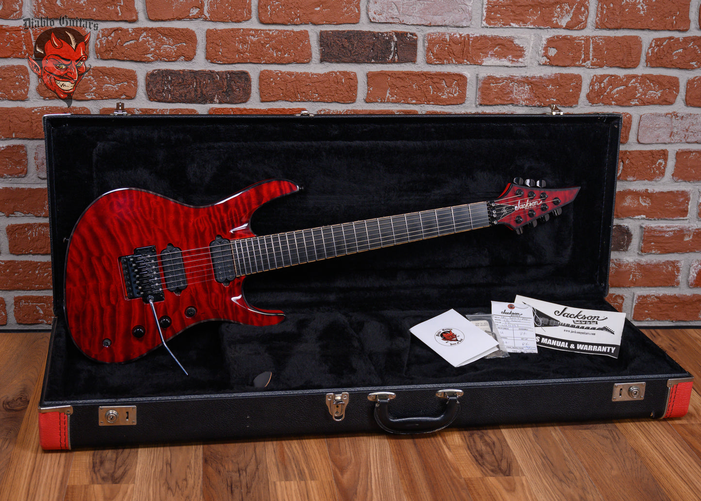 Jackson USA Signature Chris Broderick Soloist 7 Quilted Maple Top Transparent Red w/OHSC