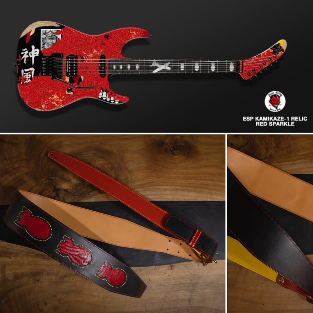 
                      
                        (Pre-Order) ESP Custom Shop George Lynch - Red Sparkle Painted Over Kamikaze-I Graphic Distressed With Matching Headstock
                      
                    