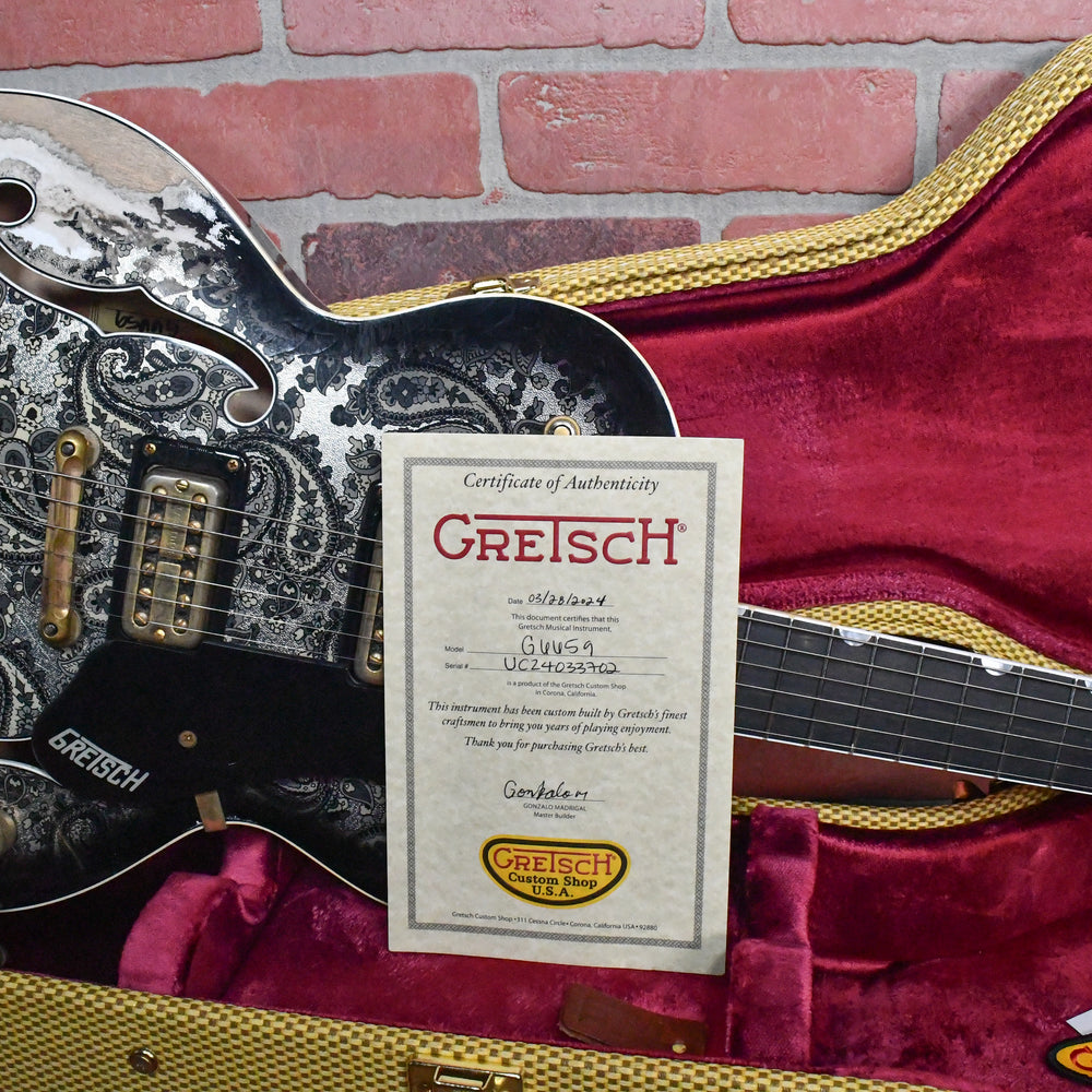 
                      
                        Gretsch USA Custom Shop G6659-CST Master Built By Gonzalo Madrigal Black Paisley Heavy Relic 2024 w/OHSC
                      
                    