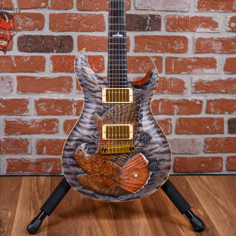 PRS Private Stock#6702 Custom 22 Quilted Maple Top with Floyd Sholz Hand Carved “Red Tail Hawk” in Satin Purple Mist 2018 w/OHSC