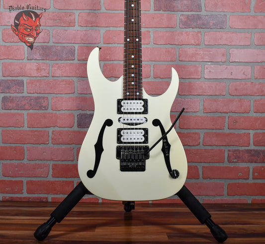 Ibanez PGM30-WH Paul Gilbert Signature with Edge Pro Tremolo White with Black F Holes Japan 2003 w/OHSC