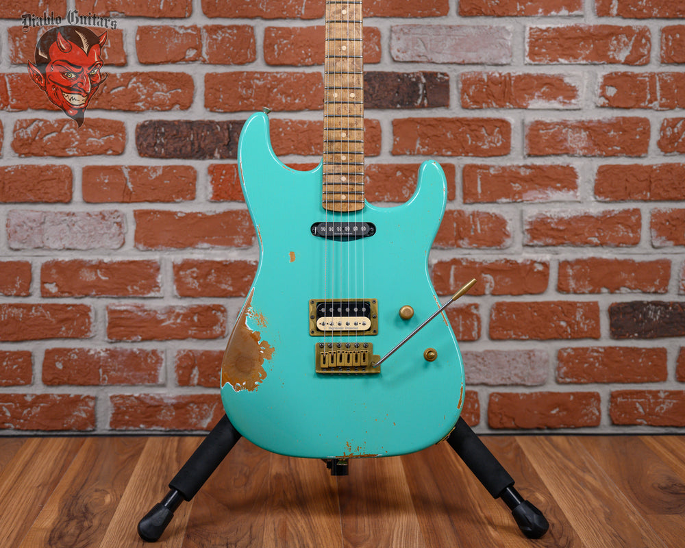Charvel USA Custom Shop Music Zoo Exclusive HS San Dimas Nitro Aged Seafoam Green Lacquer 2022 w/OHSC/COA