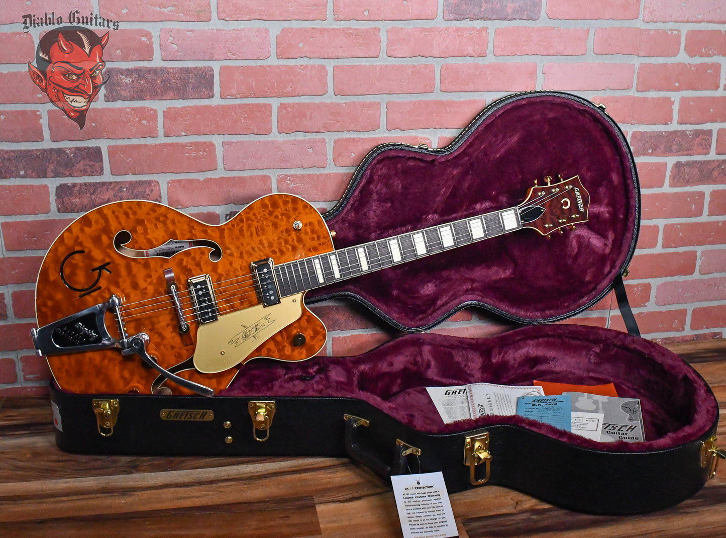 Gretsch G6120TGQM-56 Limited Edition Quilt Classic Chet Atkins Hollow Body with Bigsby Roundup Orange Stain Lacquer 2024 w/OHSC