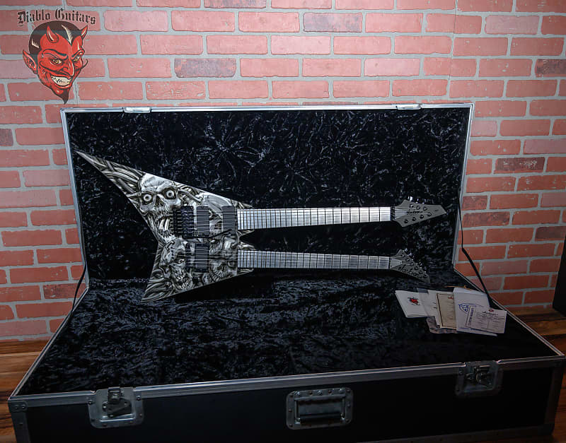 Jackson USA Custom Shop Custom Rhoads Double Neck 6&7 String Master Built by Pablo Santana Mike Learn Skulls Graphic 2012 w/OHSC