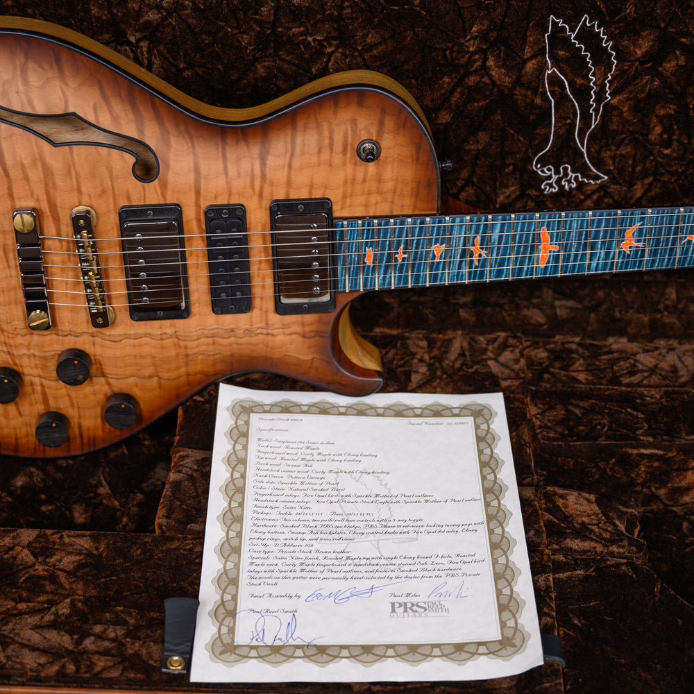 
                      
                        PRS Private Stock #9018 Singlecut 594 Semi-Hollow Roasted Figured Maple Natural Smoked Burst 2022 w/OHSC
                      
                    