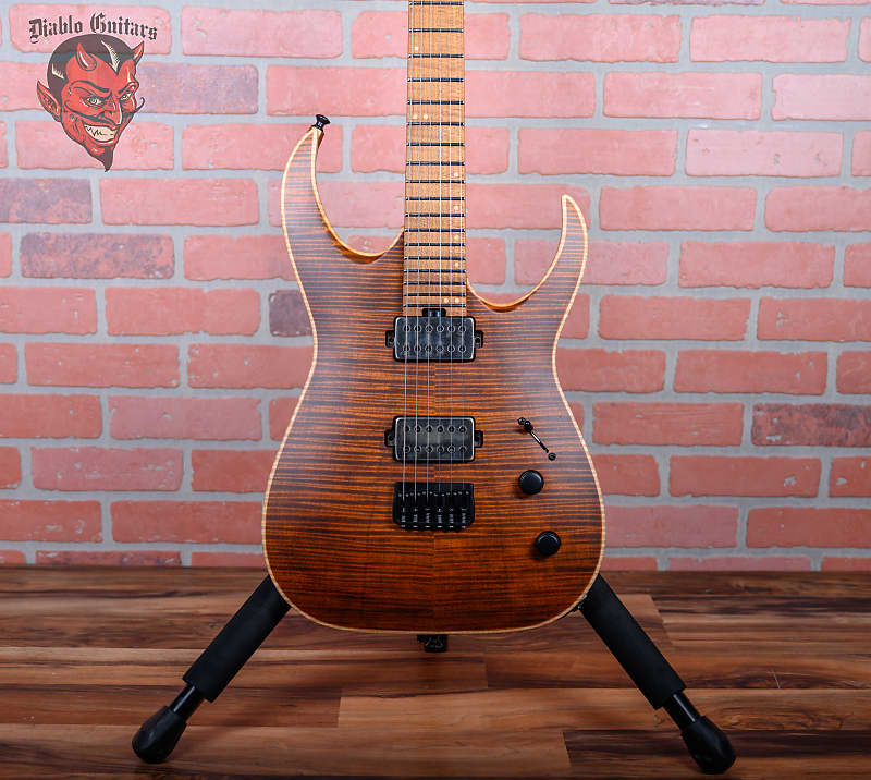 Jackson USA Series Misha Mansoor Signature Juggernaut HT6FM Satin Amber Tiger Eye Finish w/OHSC