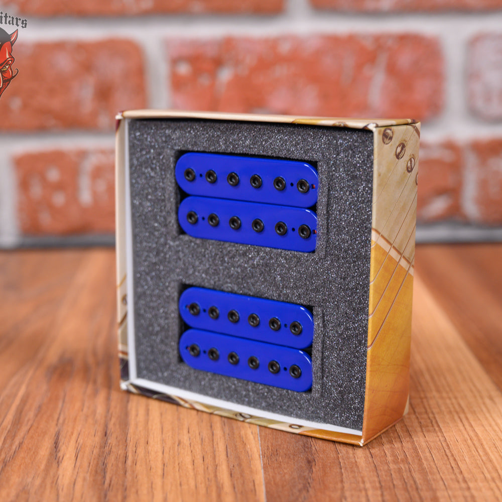 
                      
                        Bare Knuckle Juggernaut Humbucker set with Blue Bobbins and Black Bolts 53mm Trem Spaced
                      
                    