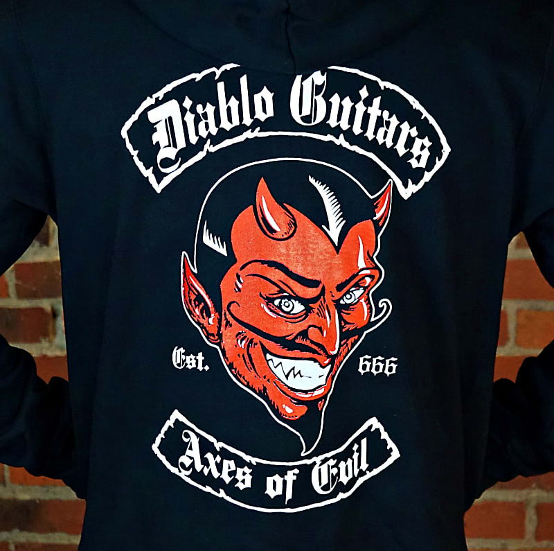 Diablo Guitars Zip-Up Hoodie "Axes of Evil EST.666" Evil MF Sleeve