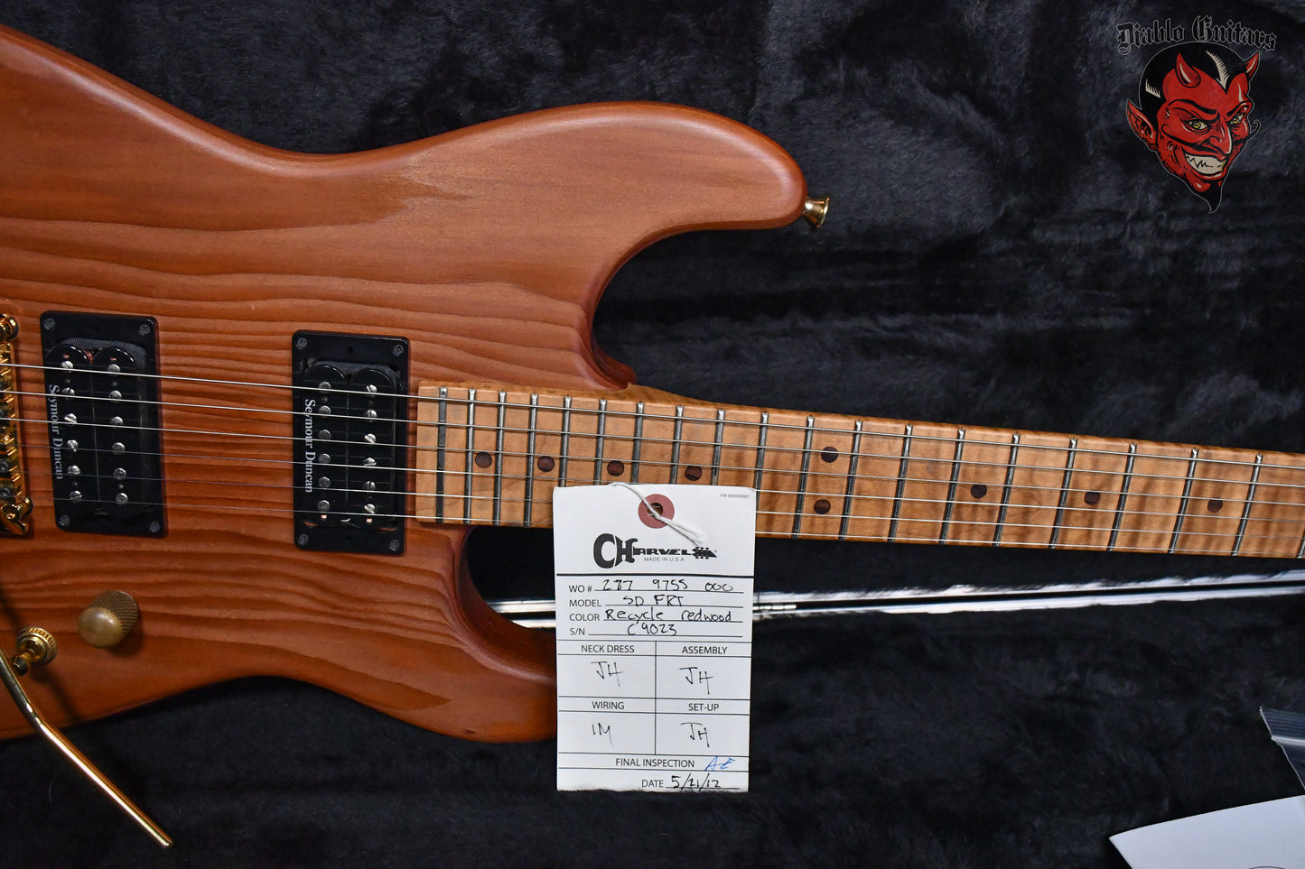 Charvel USA Custom Shop Music Zoo Exclusive Carbonized Recycled Redwood San Dimas Natural Oiled 2012 w/hardshell Case