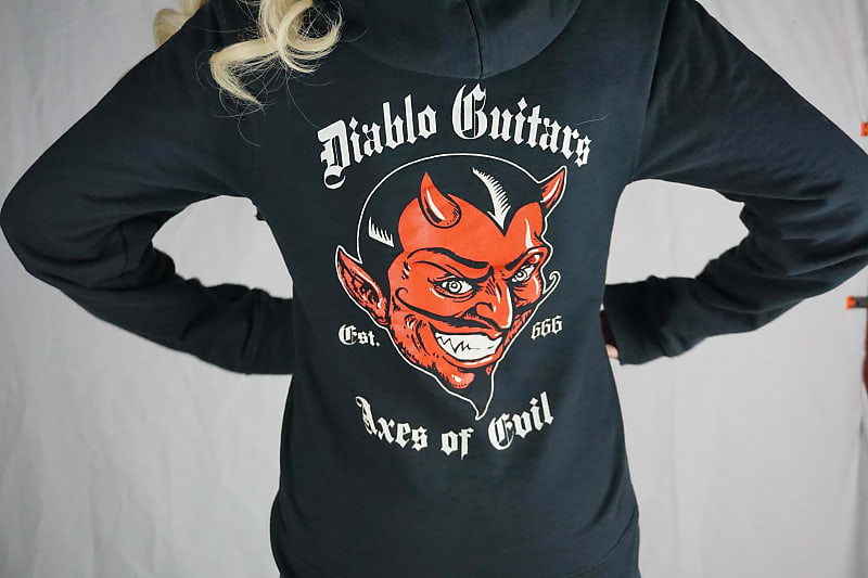 
                      
                        Diablo Guitars Zip-Up Hoodie "Axes of Evil EST.666" Evil MF Sleeve
                      
                    