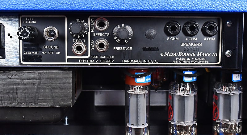 Mesa Boogie Vintage 1987 Blue Stripe Mark III 75 / 15 watt Simul-Class Custom Blue Tolex Box