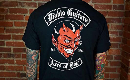 Diablo Guitars T-Shirt Size S-2XL "Diablo Guitars Axes of Evil EST.666" Devil Work-Shirt  2020 Black