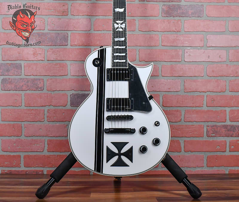 ESP Iron Cross James Hetfield Signature Snow White with Black Stripes 2023 w/OHSC (B-stock)