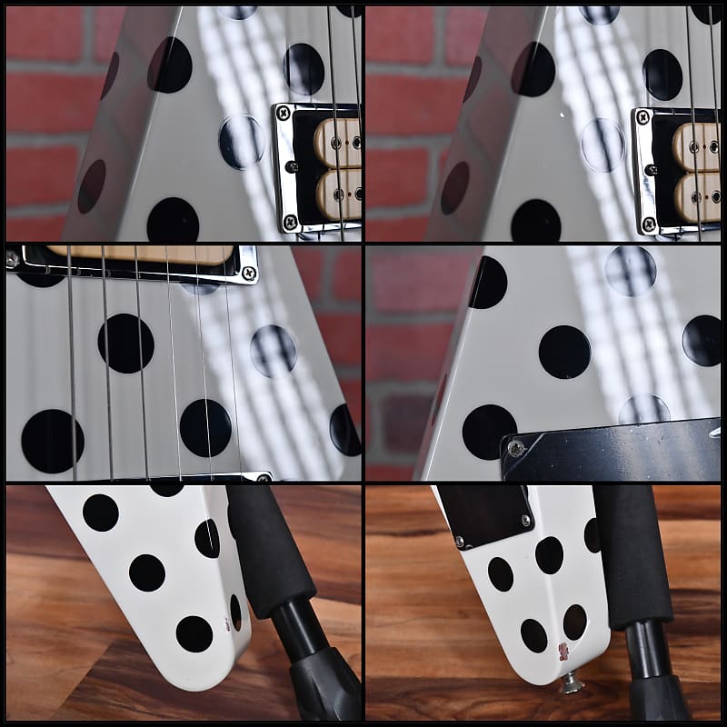 Sandoval Engineering USA Custom Shop Dot V White with Black Polka Dots Built By Karl Sandoval 2014 w/OHSC