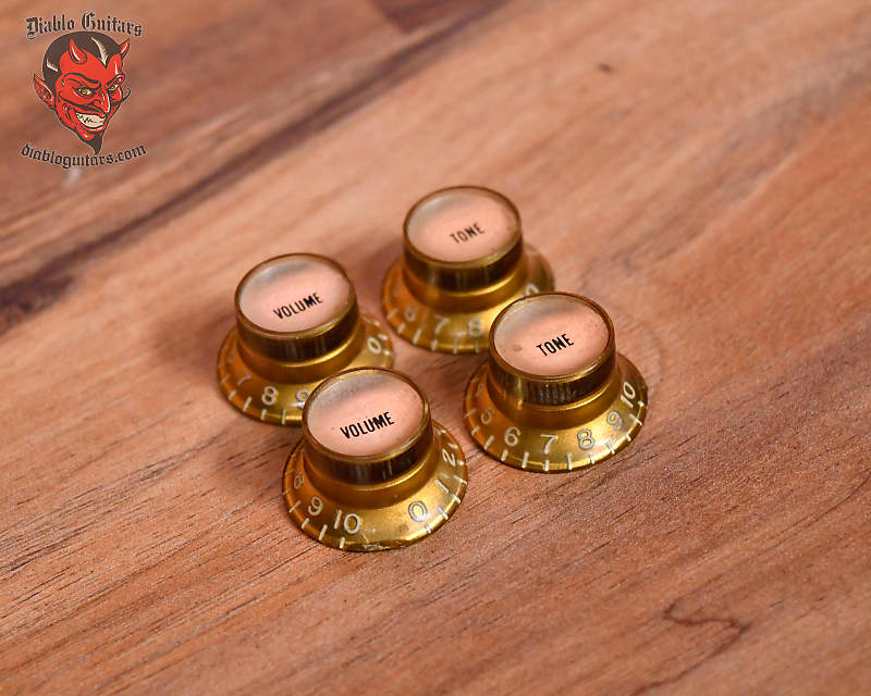 Gibson 1961 Original Gold Top Hat Reflector Knob Set with Pointers 1961 Late 1950's Early 1960's