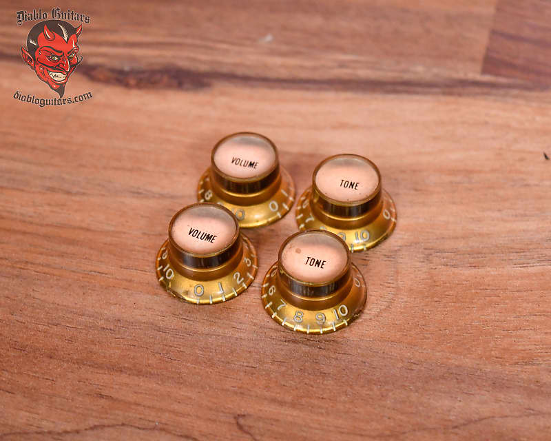 Gibson 1961 Original Gold Top Hat Reflector Knob Set with Pointers 1961 Late 1950's Early 1960's