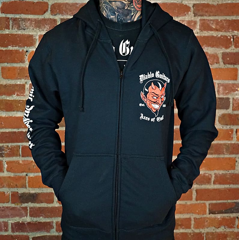 Diablo Guitars Zip-Up Hoodie "Axes of Evil EST.666" Evil MF Sleeve