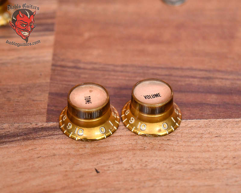 Gibson 1961 Original Gold Top Hat Reflector Knob Set with Pointers 1961 Late 1950's Early 1960's