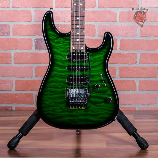 Charvel MJ San Dimas Style 1 HSH FR PF QM 2023 Transparent Green Burst w/ OSSC