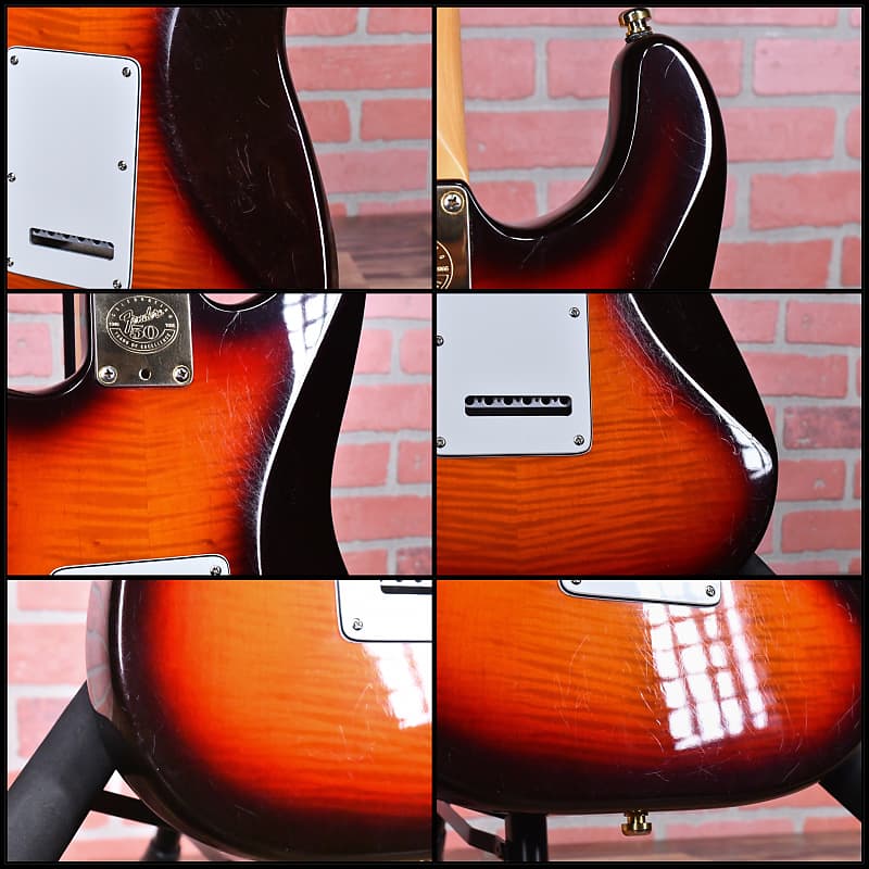 
                      
                        Fender 50th Anniversary Limited Edition American Standard Strat Flame Maple Top&Back Antique Burst #2377 1996 w/OHSC
                      
                    