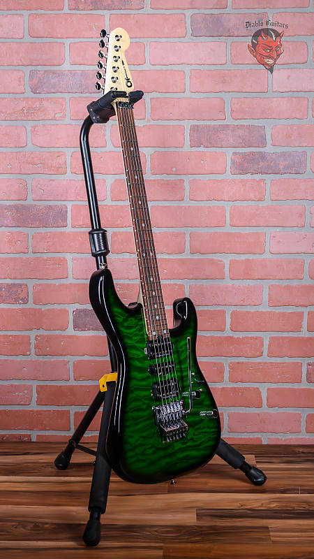 Charvel MJ San Dimas Style 1 HSH FR PF QM 2023 Transparent Green Burst w/ OSSC