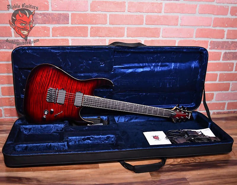 Schecter Banshee 6 Active Flame Maple Top Crimson Red Burst Fishman Triple Play Installed W/OSSC