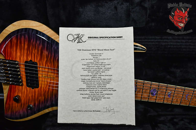 Vik Guitars Domineer H7FF 5A Quilt Maple Top Blood Moon Surf USA 2022 w/Gator Hardshell Case